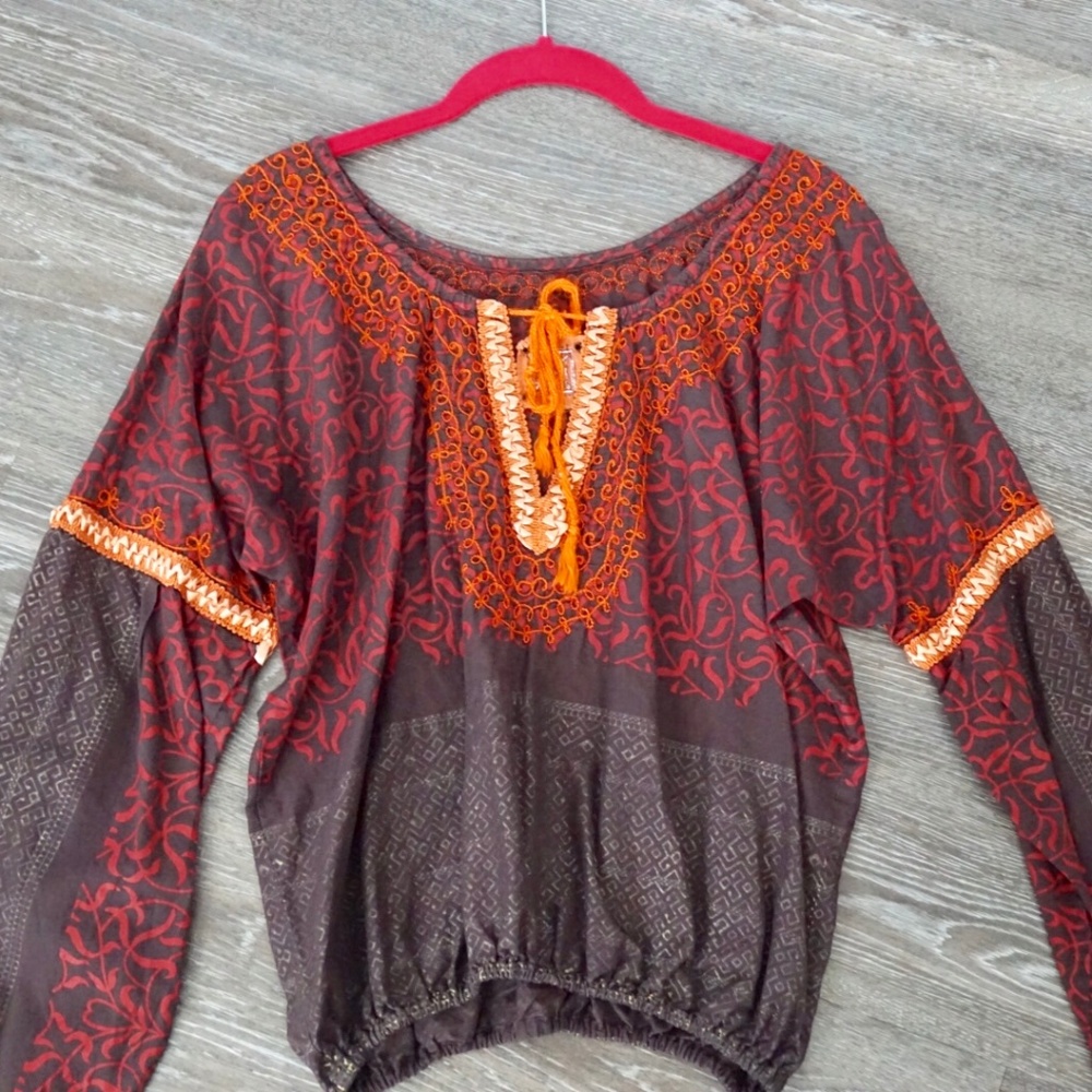 {M} Free People boho long sleeve blouse